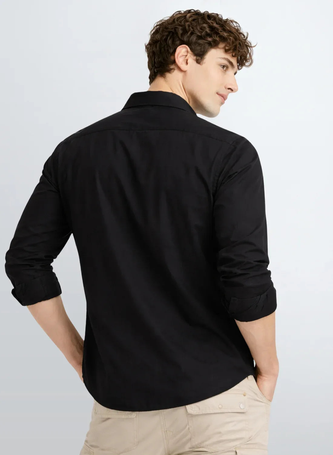 ADRO Mens Cargo Shirts in Regular Fit | Smart Dual Chest Pockets | Military Jacket Style | Black Shacket Style Cotton Printed Shirt