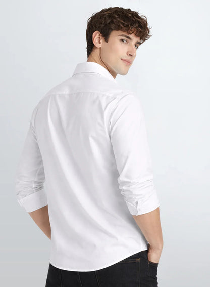 ADRO Mens Cargo Shirts in Regular Fit | Smart Dual Chest Pockets | Military Jacket Style | White Shacket Style Cotton Printed Shirt