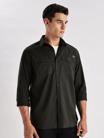 Double Pocket Mens Casual Shirt