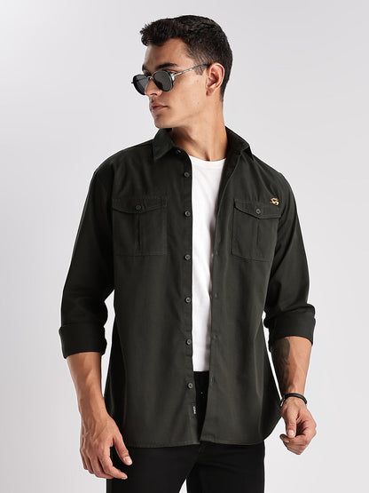 Double Pocket Mens Casual Shirt