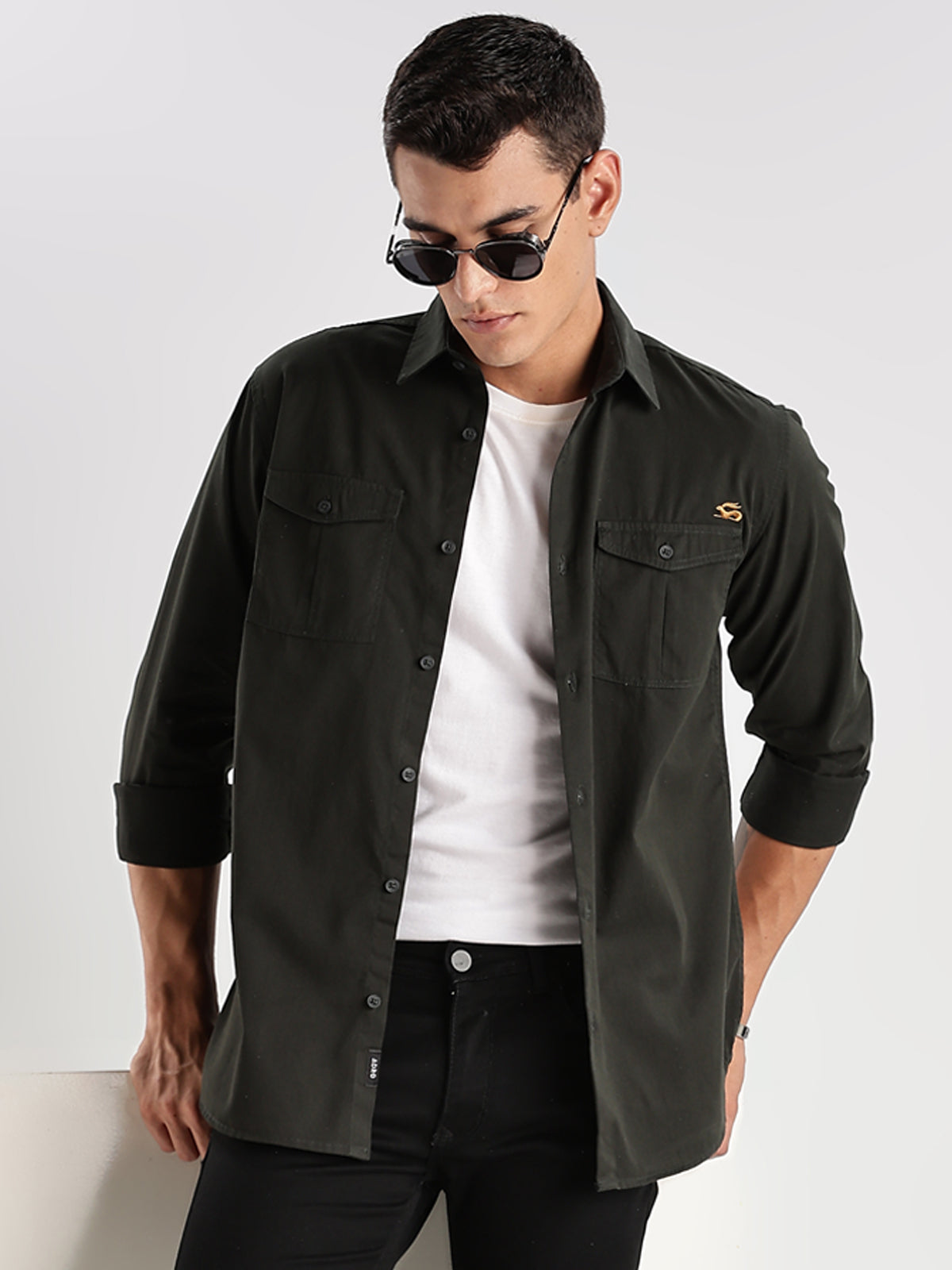 Double Pocket Mens Casual Shirt