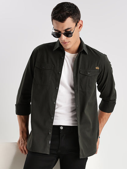 Double Pocket Mens Casual Shirt