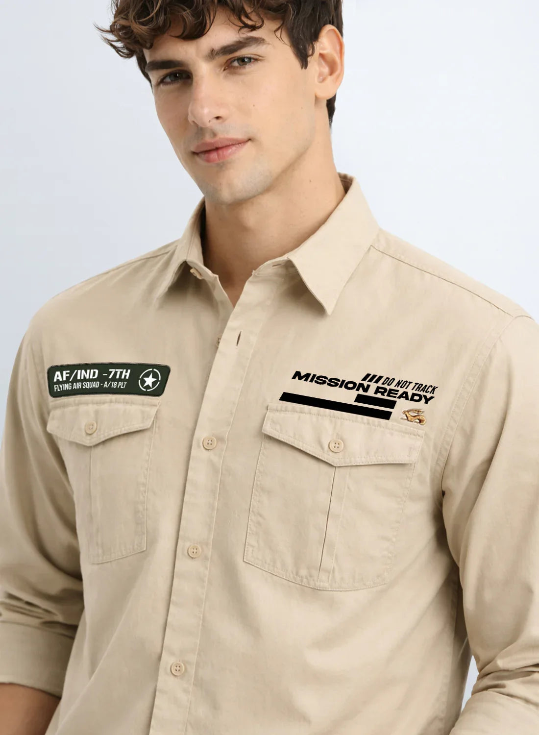 ADRO Mens Cargo Shirts in Regular Fit | Smart Dual Chest Pockets | Summer Military Jacket Style | Shacket Style Cotton Printed Shirt