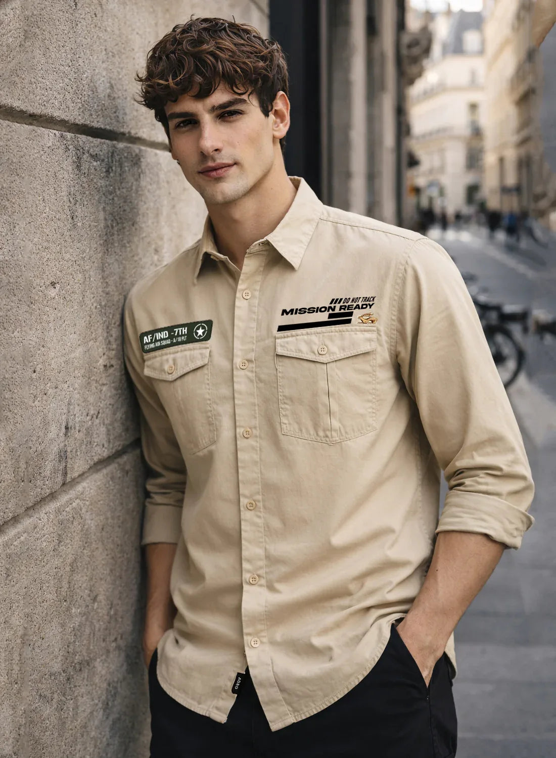 ADRO Mens Cargo Shirts in Regular Fit | Smart Dual Chest Pockets | Summer Military Jacket Style | Shacket Style Cotton Printed Shirt