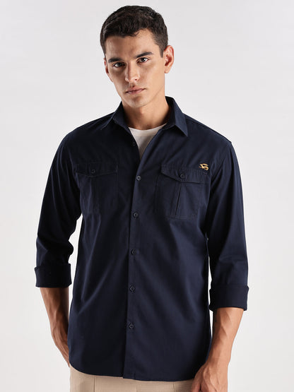 Double Pocket Mens Casual Shirt