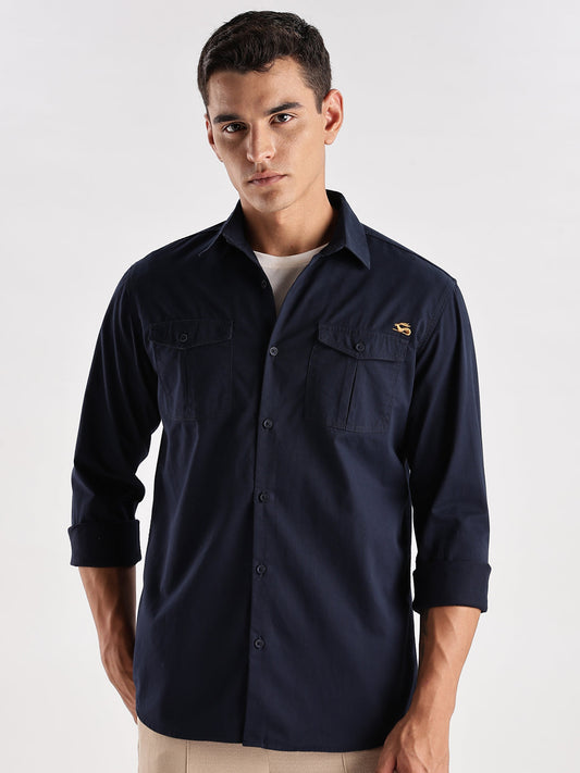 Double Pocket Mens Casual Shirt