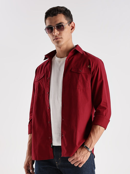 Double Pocket Mens Casual Shirt