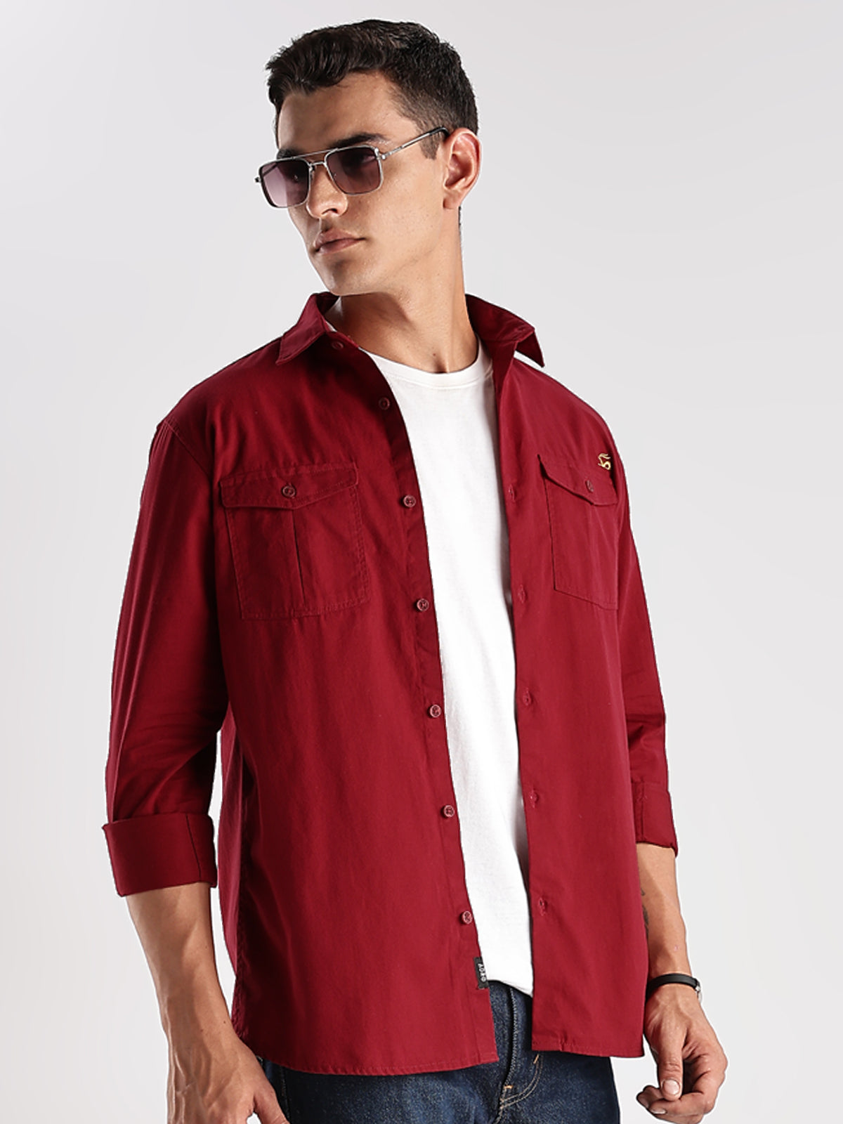 Double Pocket Mens Casual Shirt