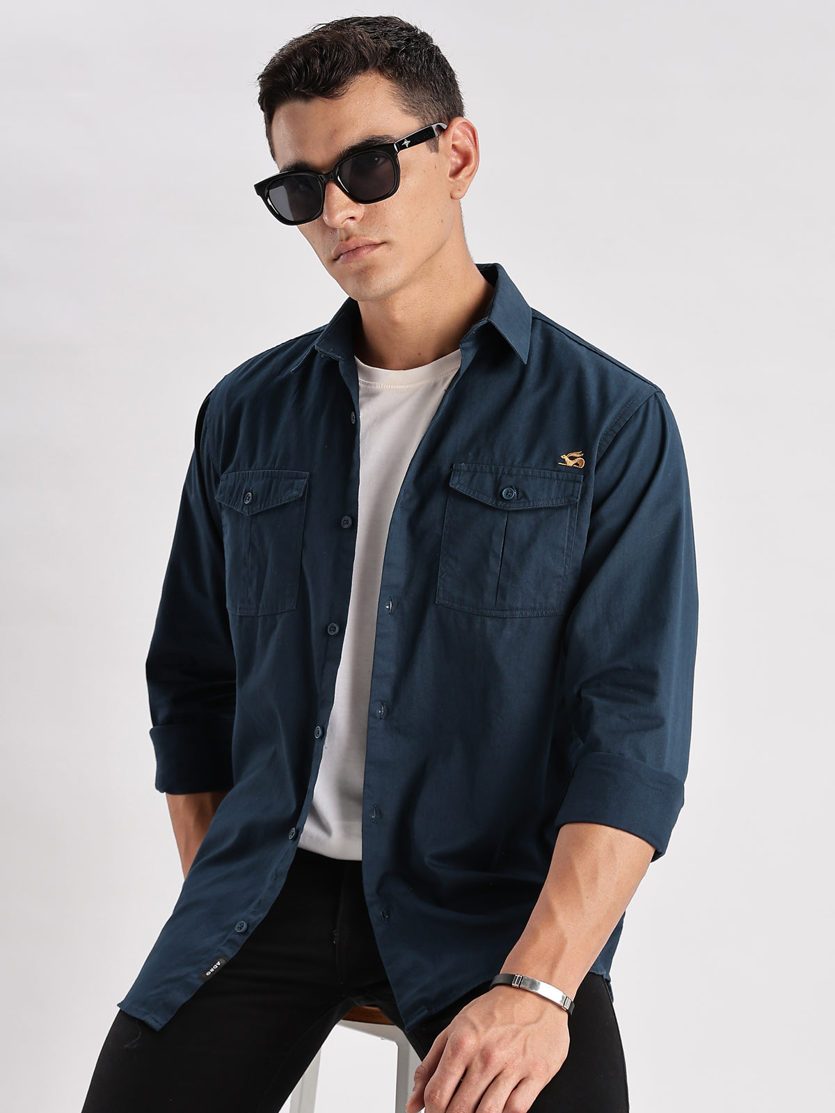 Double Pocket Mens Casual Shirt