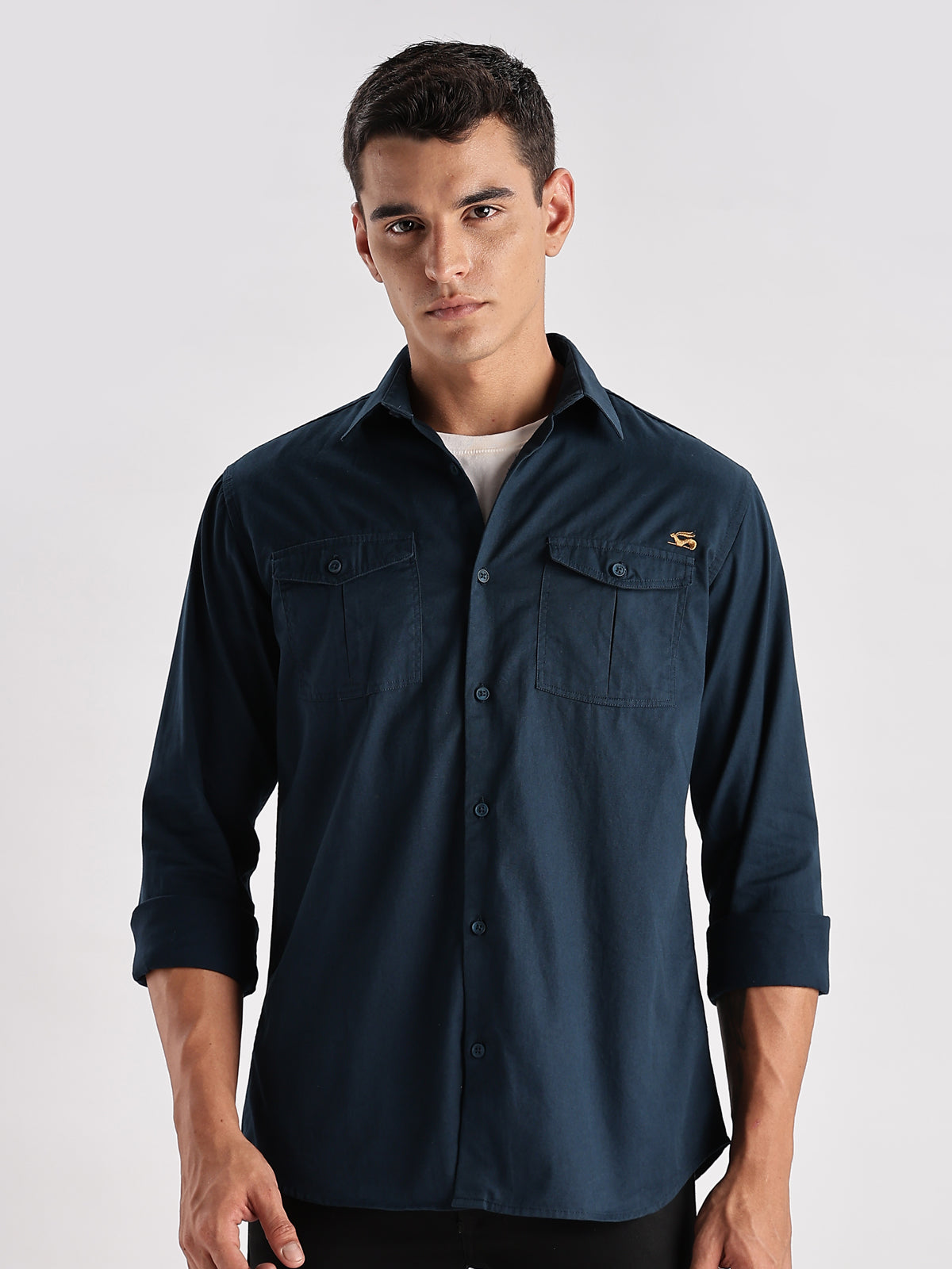 Double Pocket Mens Casual Shirt