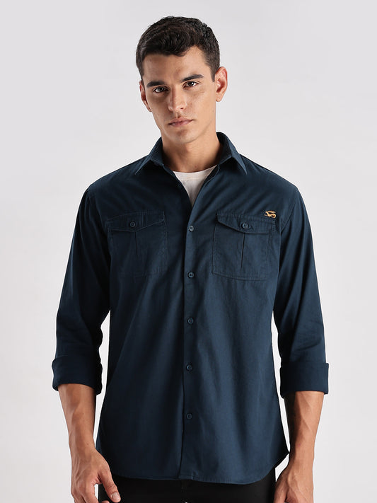 Double Pocket Mens Casual Shirt
