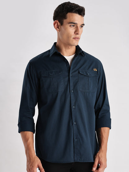 Double Pocket Mens Casual Shirt