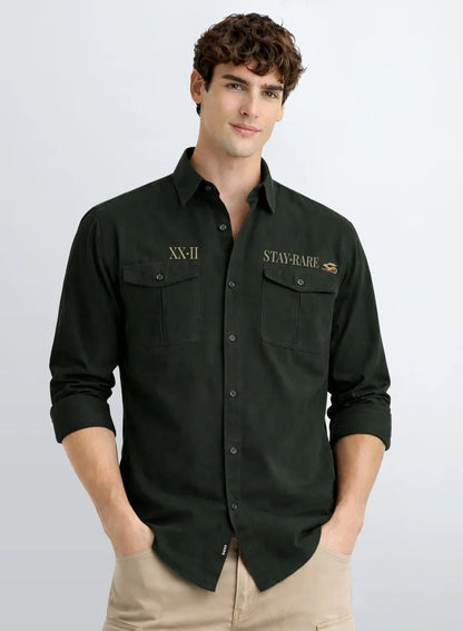 ADRO Mens Cargo Shirts in Regular Fit | Smart Dual Chest Pockets | Stylish Military Jacket Design | Shacket Style Cotton Printed Shirt