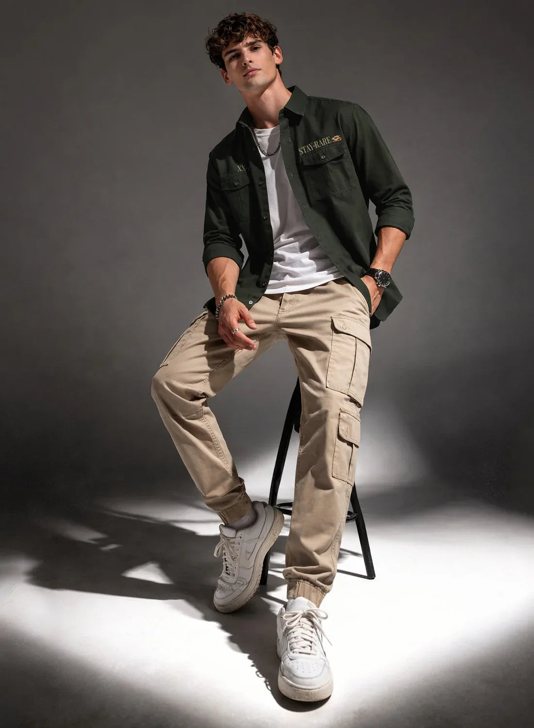 ADRO Mens Cargo Shirts in Regular Fit | Smart Dual Chest Pockets | Stylish Military Jacket Design | Shacket Style Cotton Printed Shirt