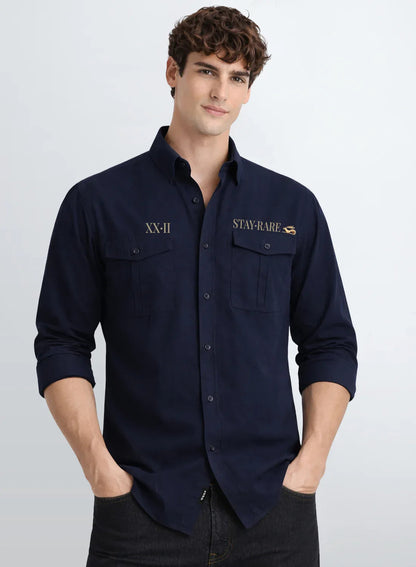 ADRO Mens Cargo Shirts in Regular Fit | Smart Dual Chest Pockets | Stylish Military Jacket Design | Shacket Style Cotton Printed Shirt