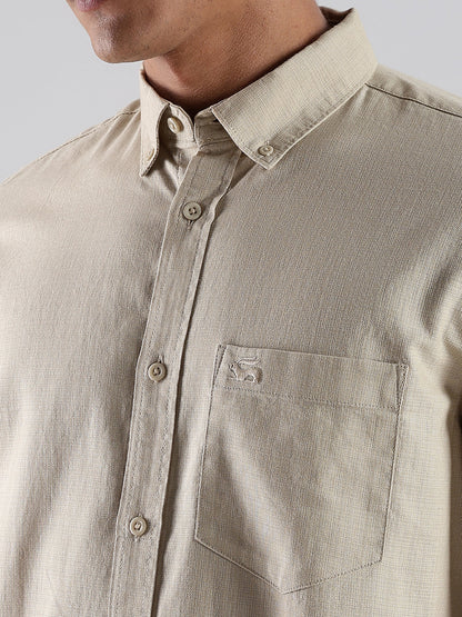 Solid Cotton Linen Beige Shirt
