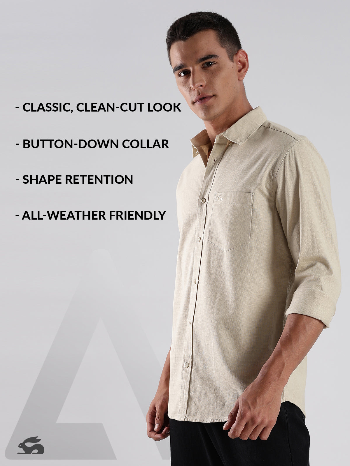 Solid Cotton Linen Beige Shirt