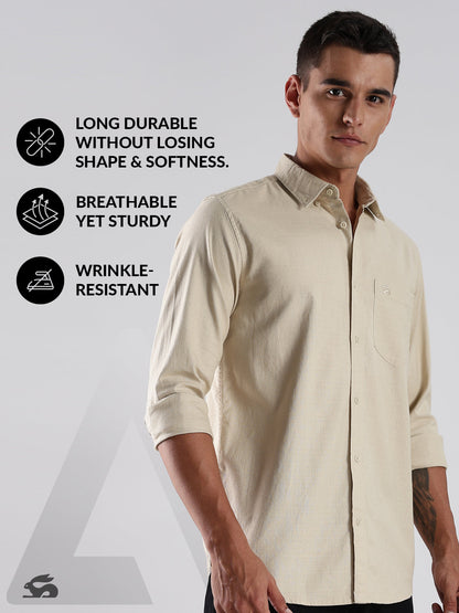 Solid Cotton Linen Beige Shirt