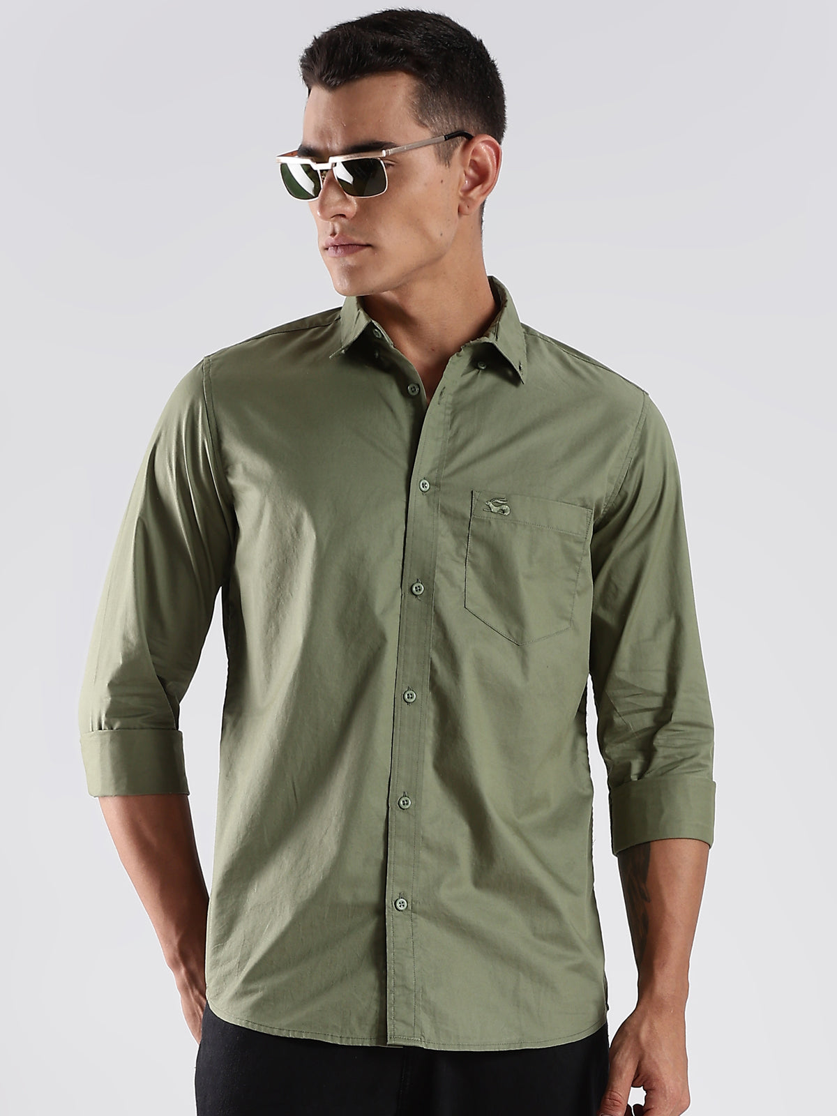 Solid Oxford Green Shirt