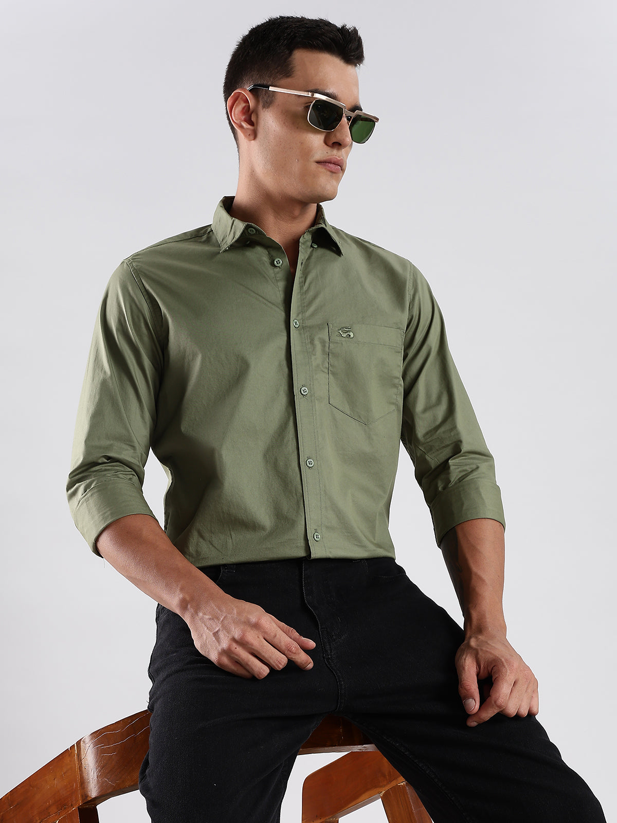 Solid Oxford Green Shirt