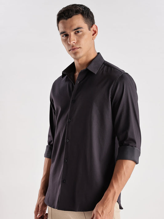 Slim Fit Solid Casual Shirt
