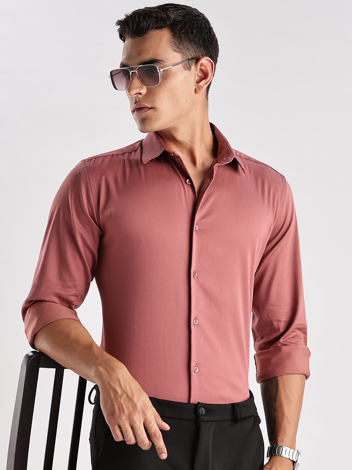 Slim Fit Solid Casual Shirt