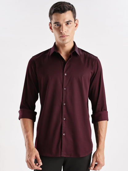 Slim Fit Solid Casual Shirt