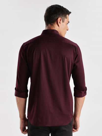 Slim Fit Solid Casual Shirt