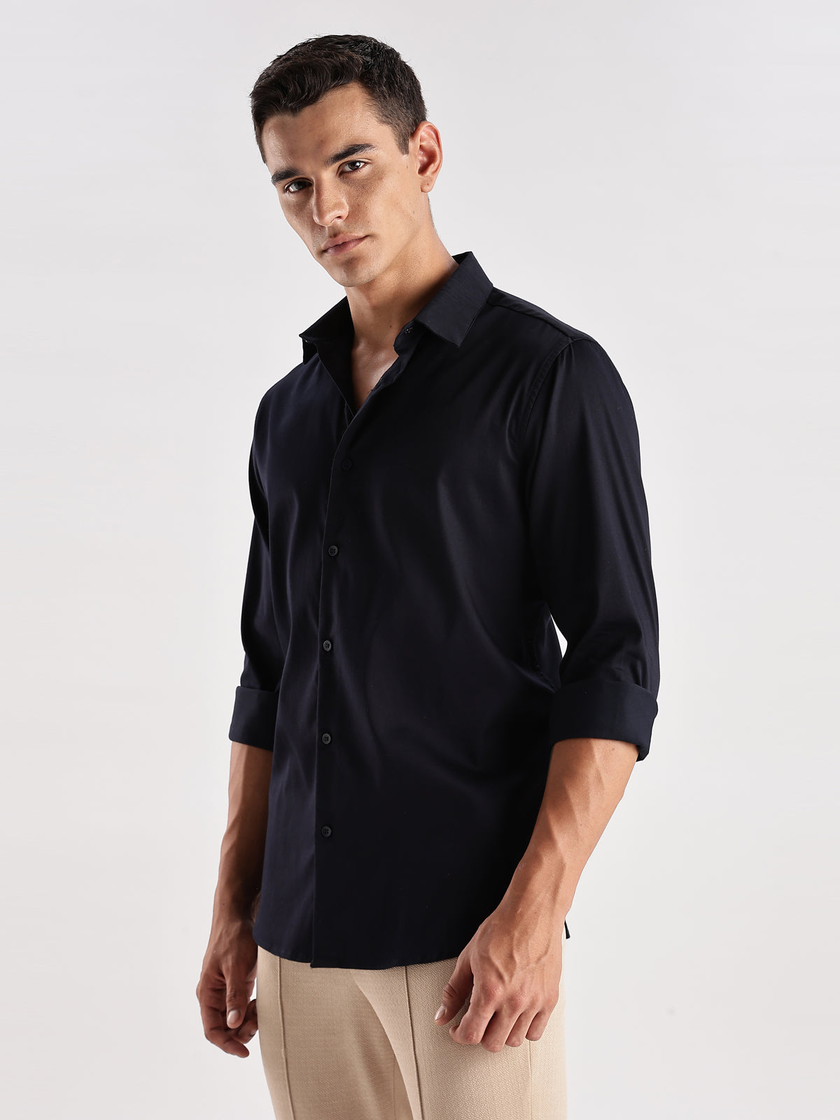 Slim Fit Solid Casual Shirt