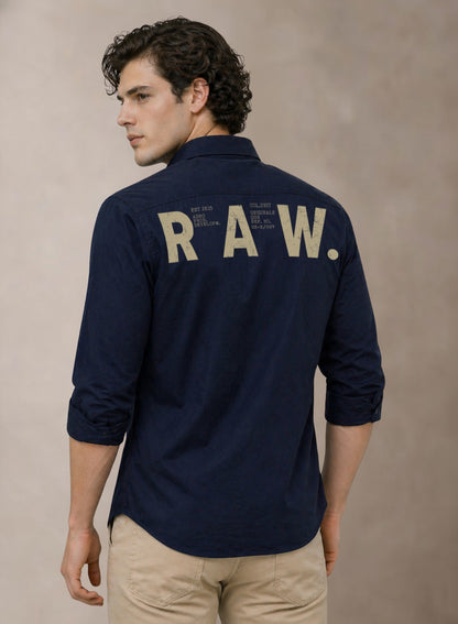 Adro Mens Cotton Twill Cargo Shirt White| Stylish Outdoor Travel Shirt Navy Blue