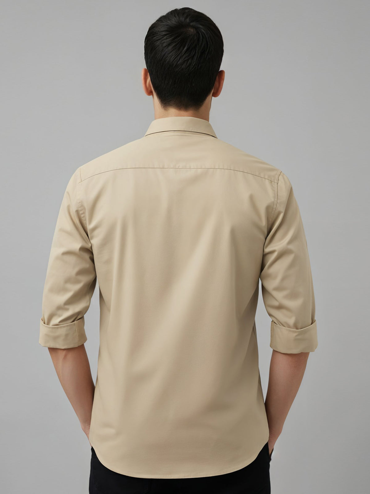 Adro Mens Cotton Twill Cargo Shirt Beige