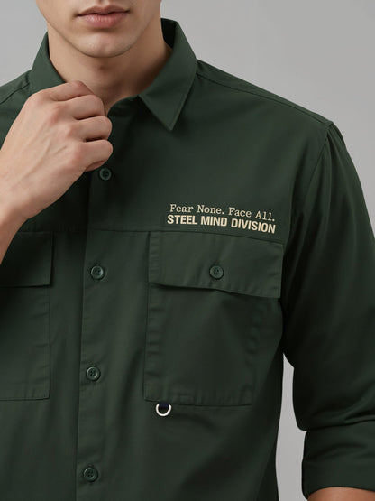 Adro Mens Cotton Twill Cargo Shirt Green