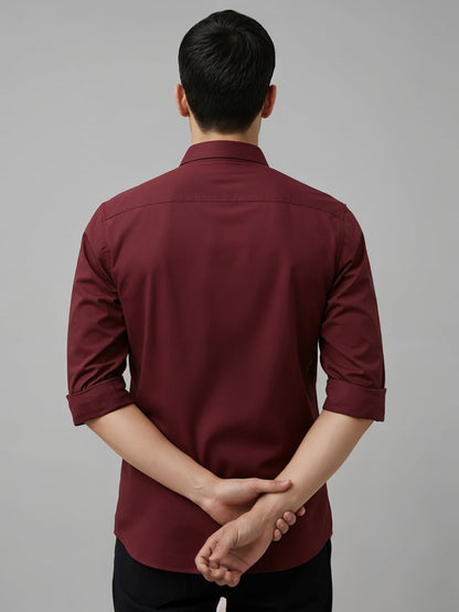 Adro Mens Cotton Twill Cargo Shirt Maroon