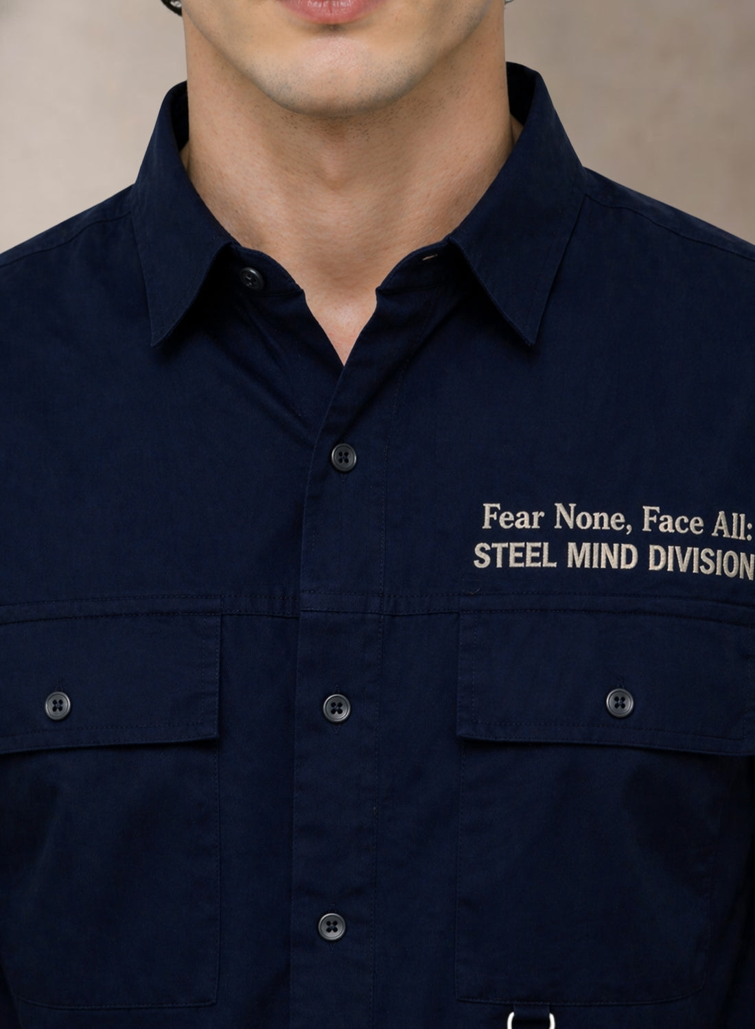 Adro Mens Cotton Twill Cargo Shirt Navy – Full Sleeve Casual Shirt with Chest Pockets | Stylish Outdoor Travel Shirt | Regular Shirts for men