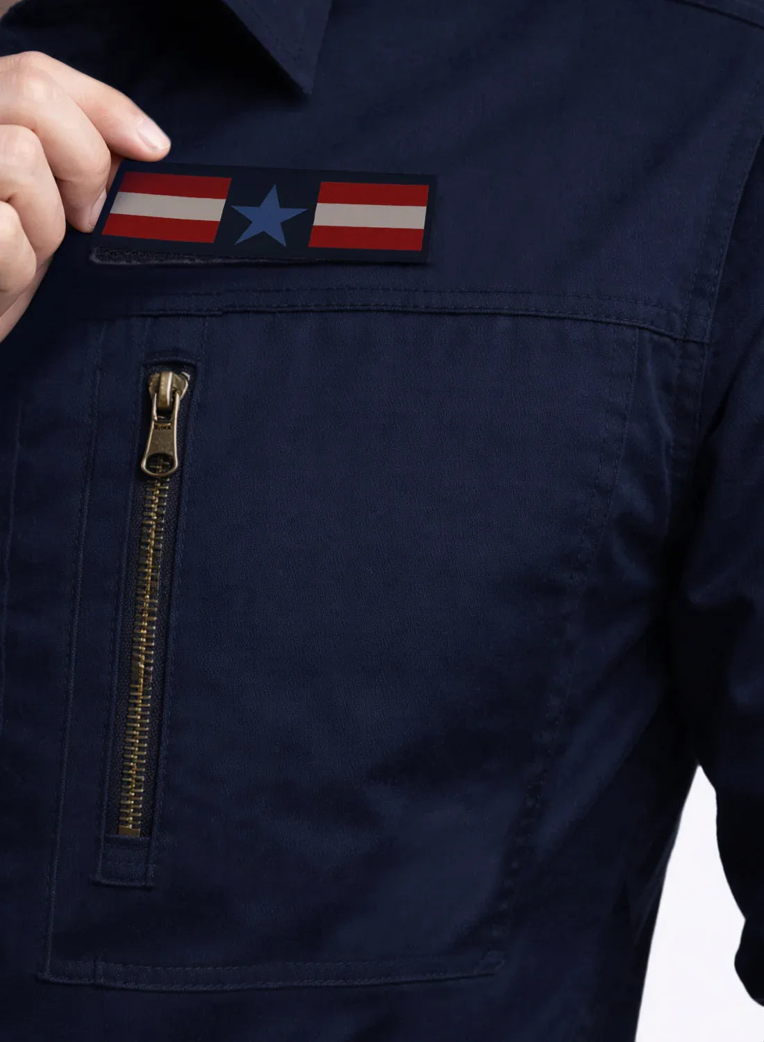 ADRO Men’s Solid Navy Blue Cargo Shirt| Premium Cotton Casual Shirts for Men | Zipper Pocket & Military Style Velcro Badge | Limited Stock