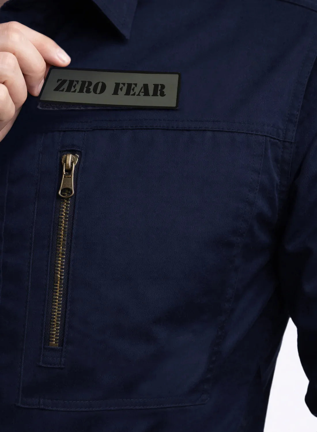 ADRO Men’s Solid Navy Blue Cargo Shirt| Premium Cotton Casual Shirts for Men | Zipper Pocket & Military Style Velcro Badge | Limited Stock