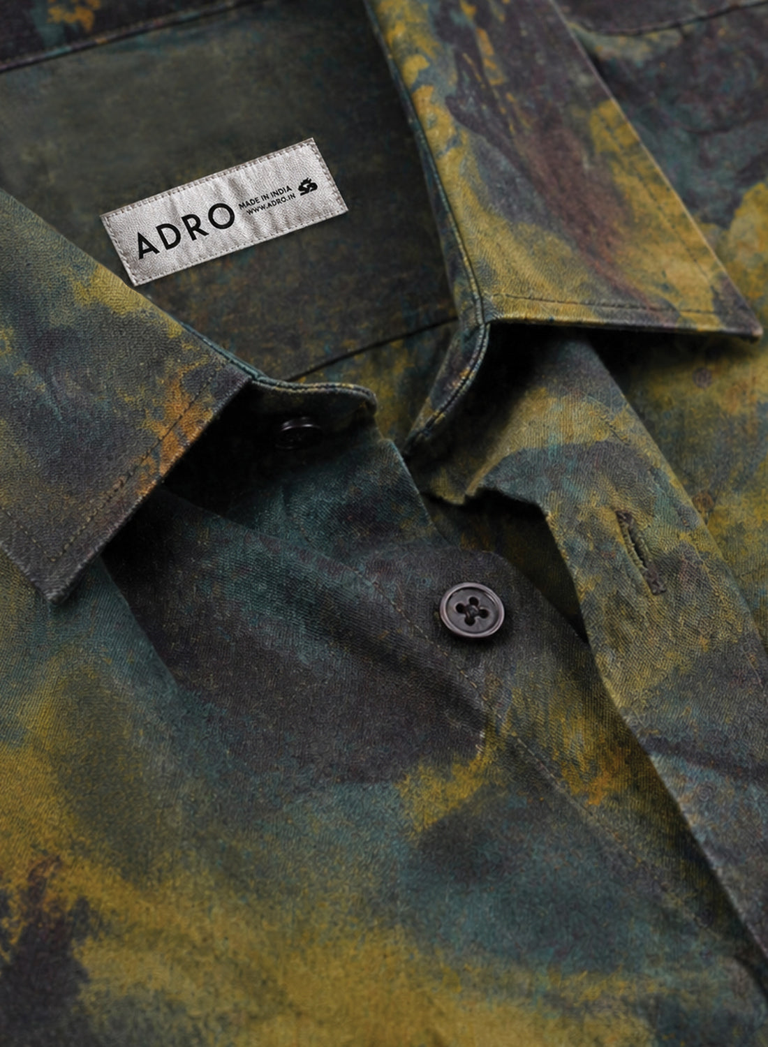 Adro Olive Eclipse Abstract Resort Loose Fit Shirt