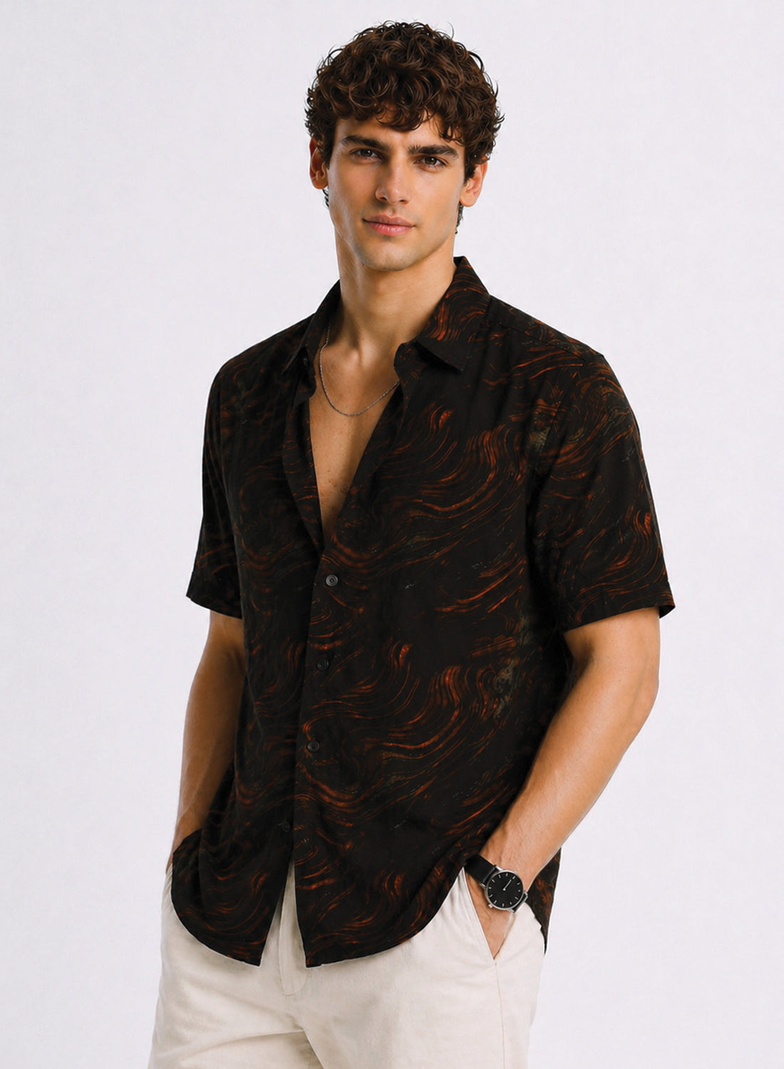 Adro Midnight Ember Wave Relaxed Fit Shirt