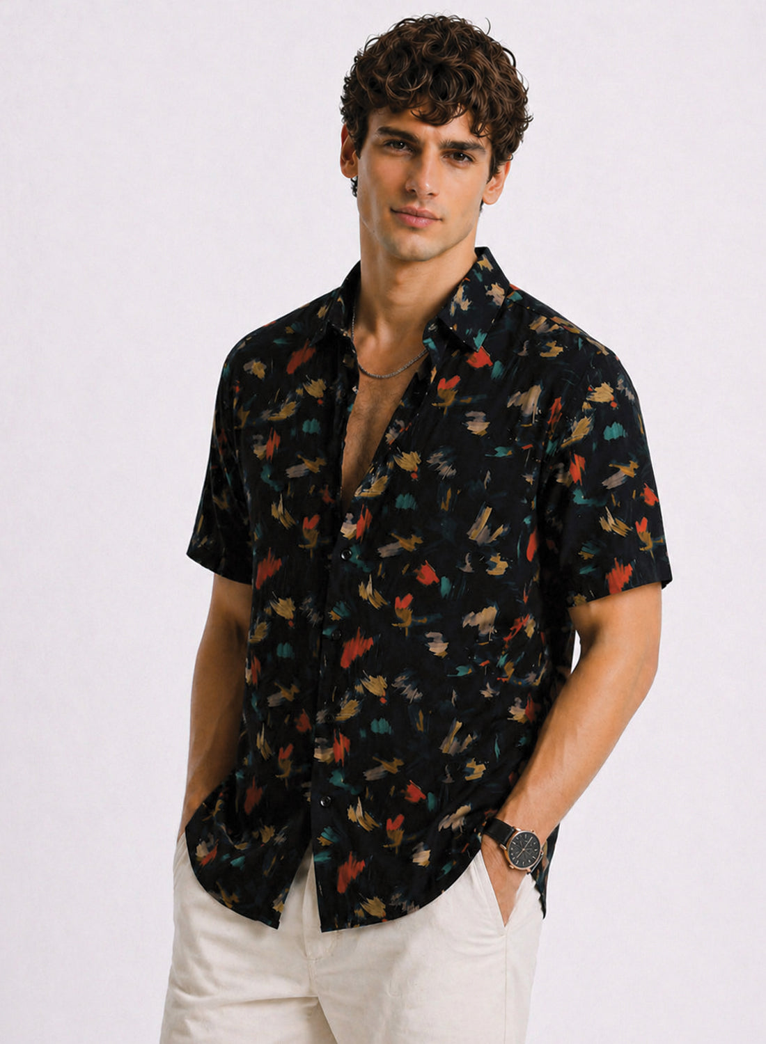 Adro Noir Splash Printed Relaxed Fit Shirt