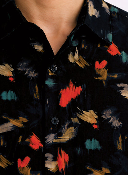 Adro Noir Splash Printed Relaxed Fit Shirt