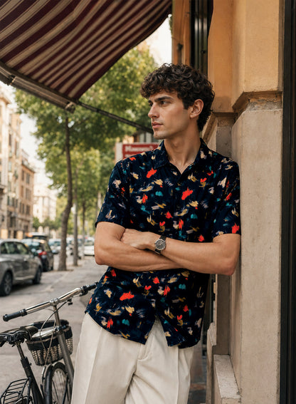 Adro Noir Splash Printed Relaxed Fit Shirt