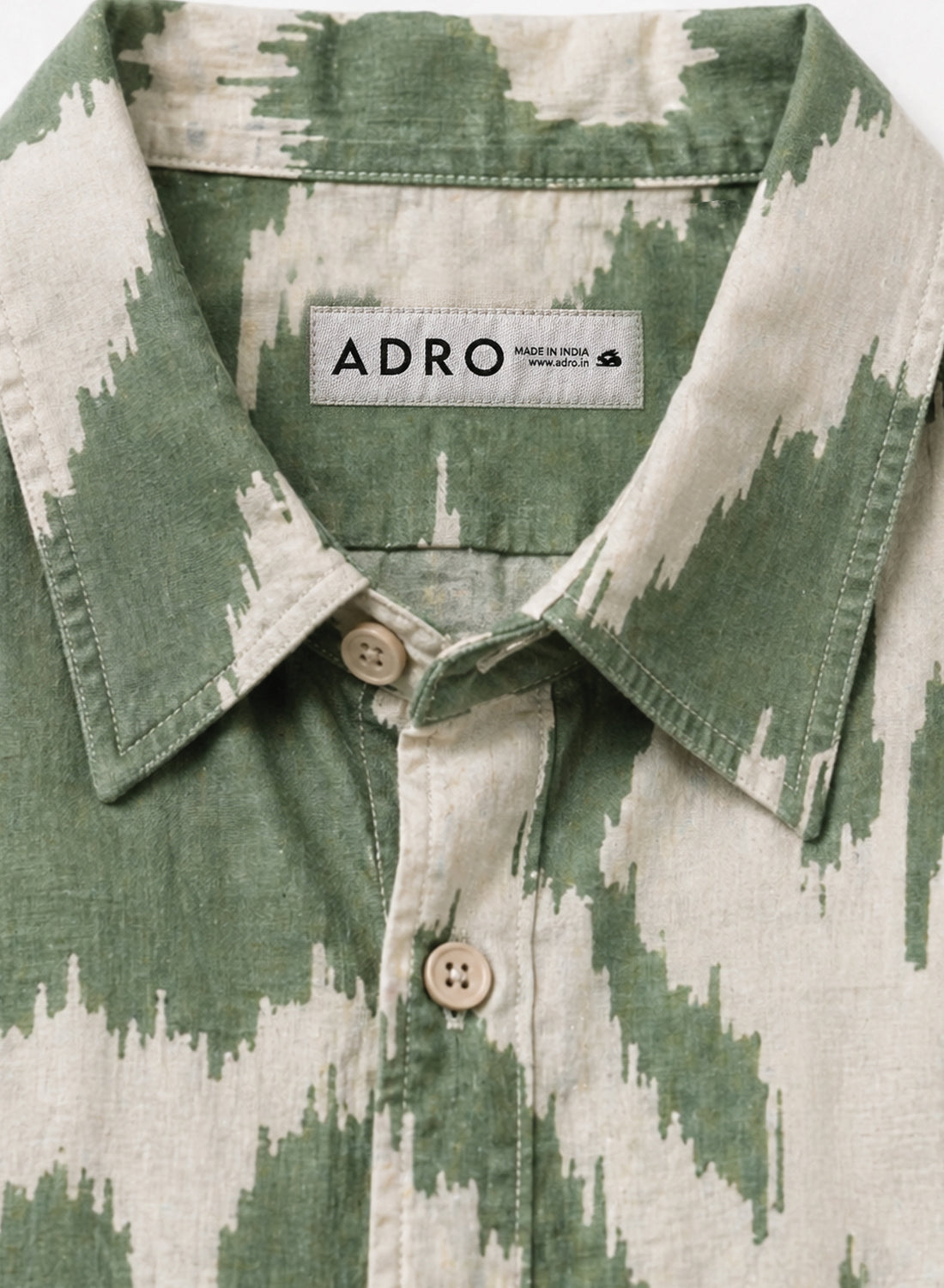 Adro Sage Ikat Printed Relaxed Fit Shirt