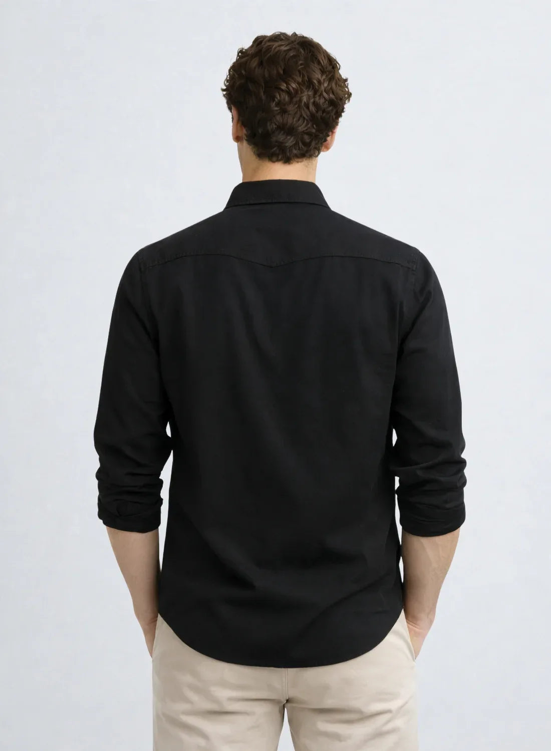 ADRO Mens Black Cotton Casual Shirts – Regular Fit, Dual Flap Pocket, Soft Washed Fabric, Full Sleeve Solid Shirt for Men