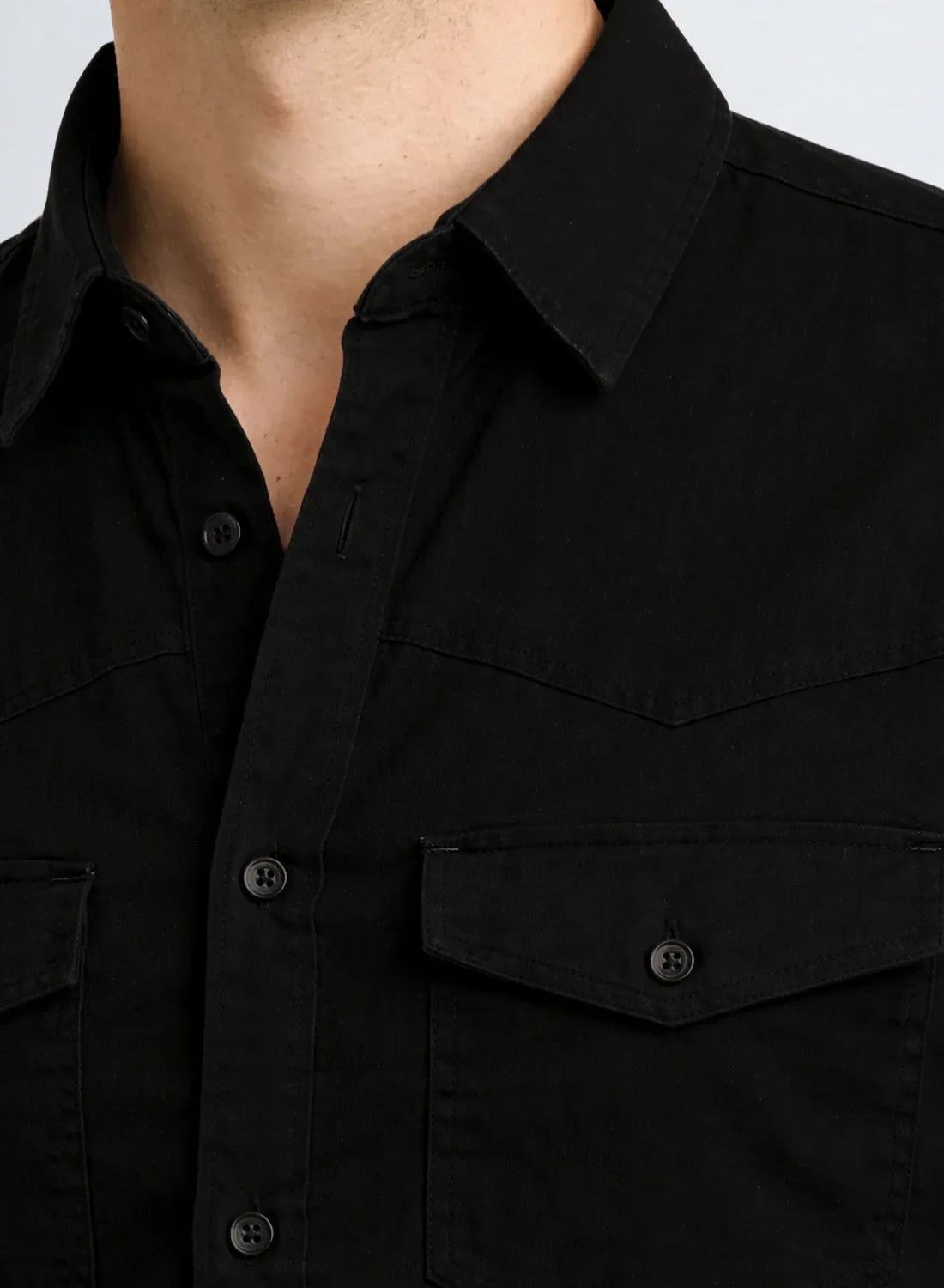 ADRO Mens Black Cotton Casual Shirts – Regular Fit, Dual Flap Pocket, Soft Washed Fabric, Full Sleeve Solid Shirt for Men
