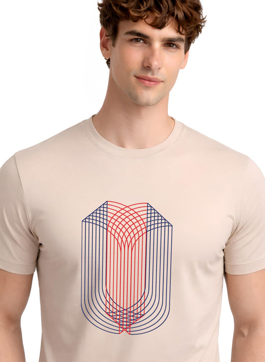 ADRO Mens Dual Arc Monogram Printed T-Shirt for Men | Cotton Printed Tshirt | Regular Fit Casual T-Shirts | Summer Tshirts