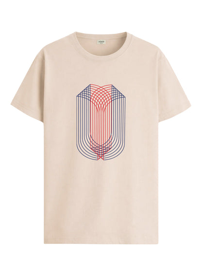 ADRO Mens Dual Arc Monogram Printed T-Shirt for Men | Cotton Printed Tshirt | Regular Fit Casual T-Shirts | Summer Tshirts