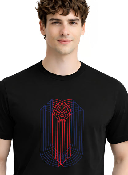 ADRO Mens Dual Arc Monogram Printed T-Shirt for Men | Cotton Printed Tshirt | Regular Fit Casual T-Shirts | Summer Tshirts
