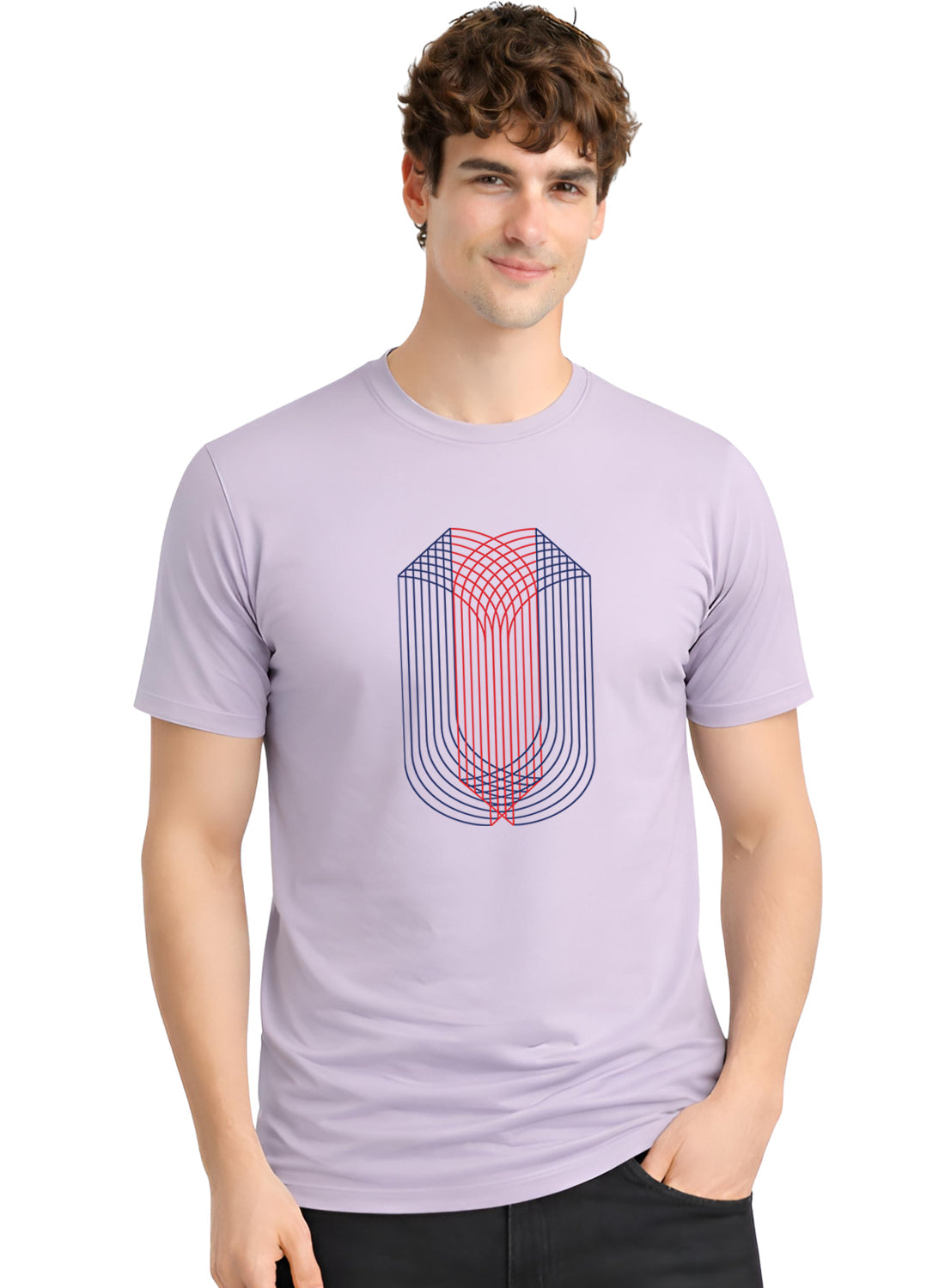 ADRO Mens Dual Arc Monogram Printed T-Shirt for Men | Cotton Printed Tshirt | Regular Fit Casual T-Shirts | Summer Tshirts