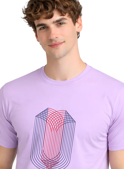 ADRO Mens Dual Arc Monogram Printed T-Shirt for Men | Cotton Printed Tshirt | Regular Fit Casual T-Shirts | Summer Tshirts