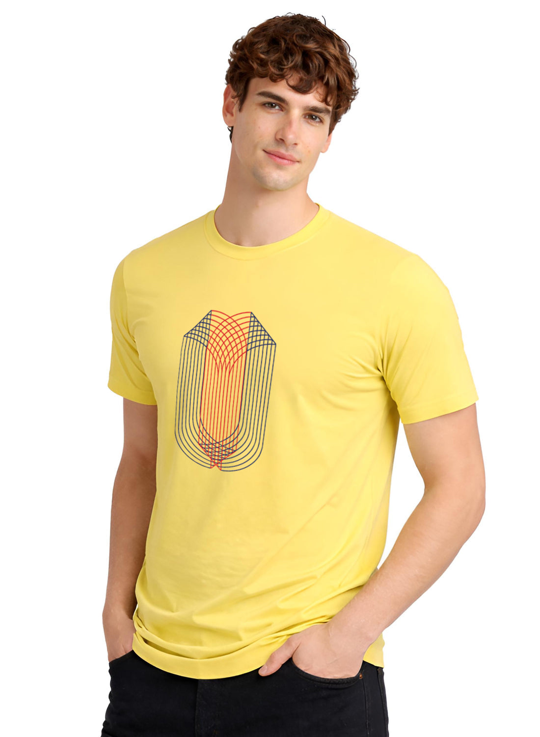 ADRO Mens Dual Arc Monogram Printed T-Shirt for Men | Cotton Printed Tshirt | Regular Fit Casual T-Shirts | Summer Tshirts